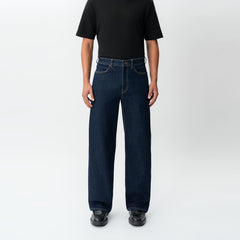 Front view of the Wide Flextech™ Jeans in dark blue with a relaxed wide-leg fit