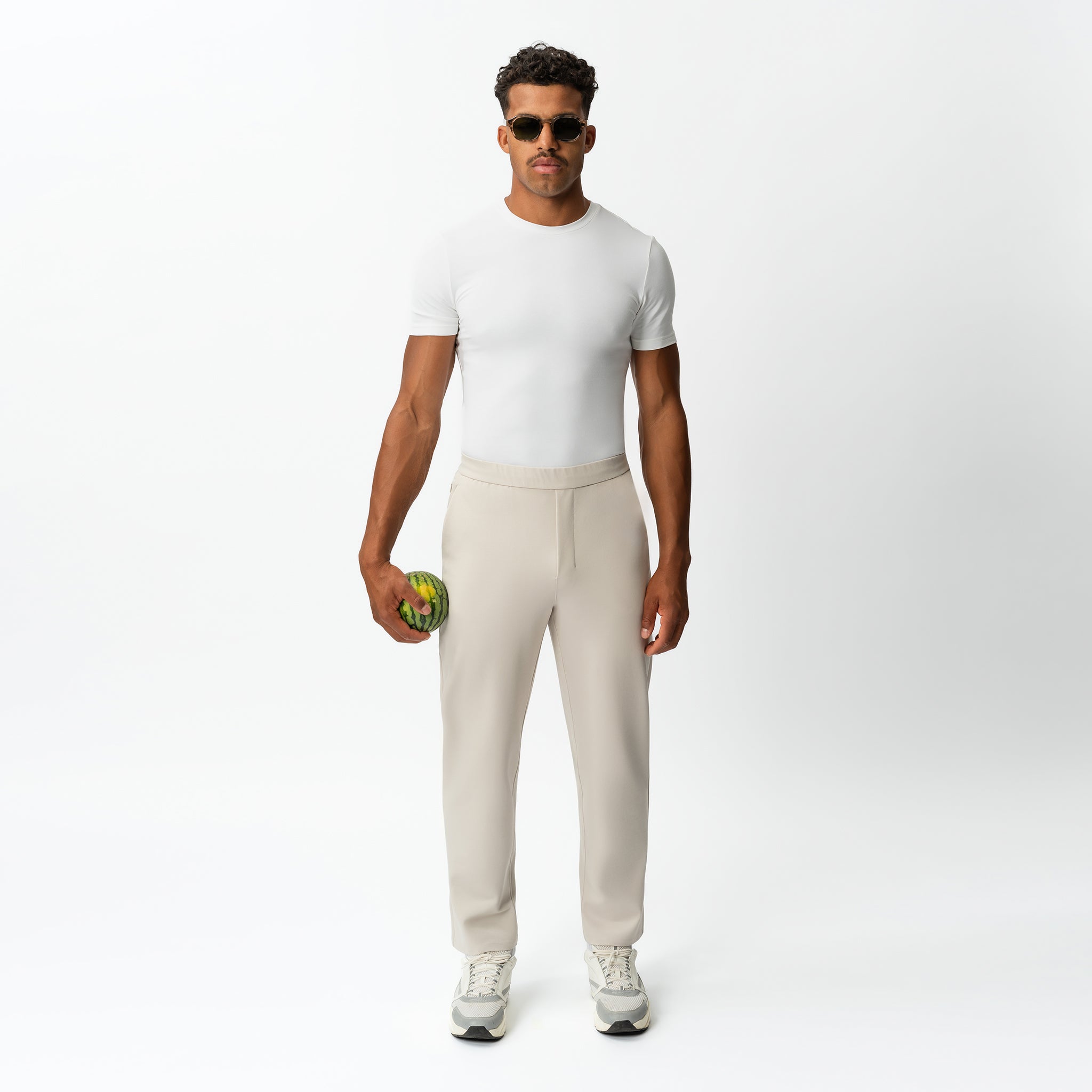 Alternate full-body front view of the Socrates Classic pant in beige
