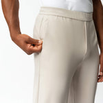 Technical flat view of the Socrates Classic straight-leg pant in beige
