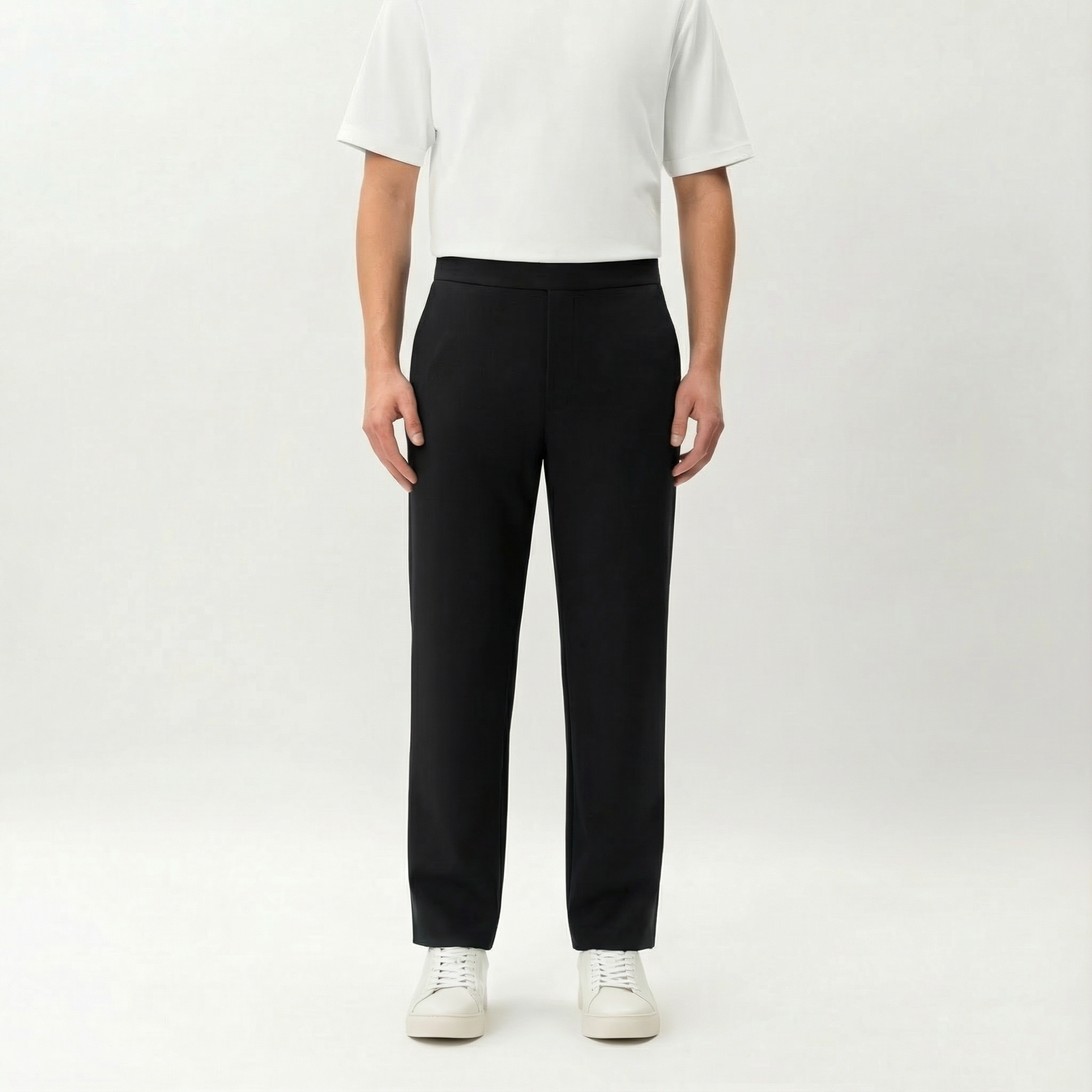 Black Socrates Classic Pant by Nothing’s Something with straight-leg fit and clean waistband
