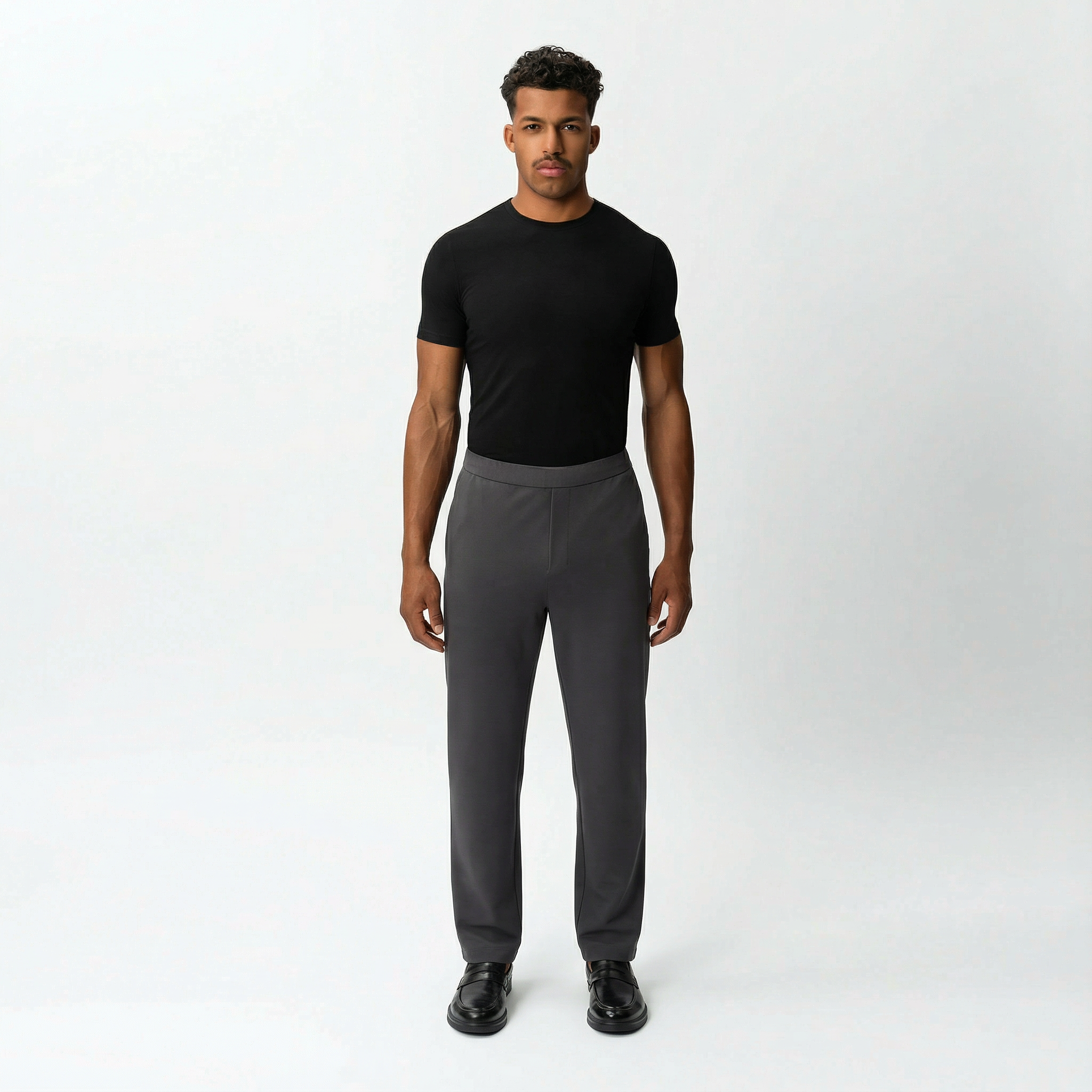 Full-body front view of the Socrates Classic straight-leg pant in grey
