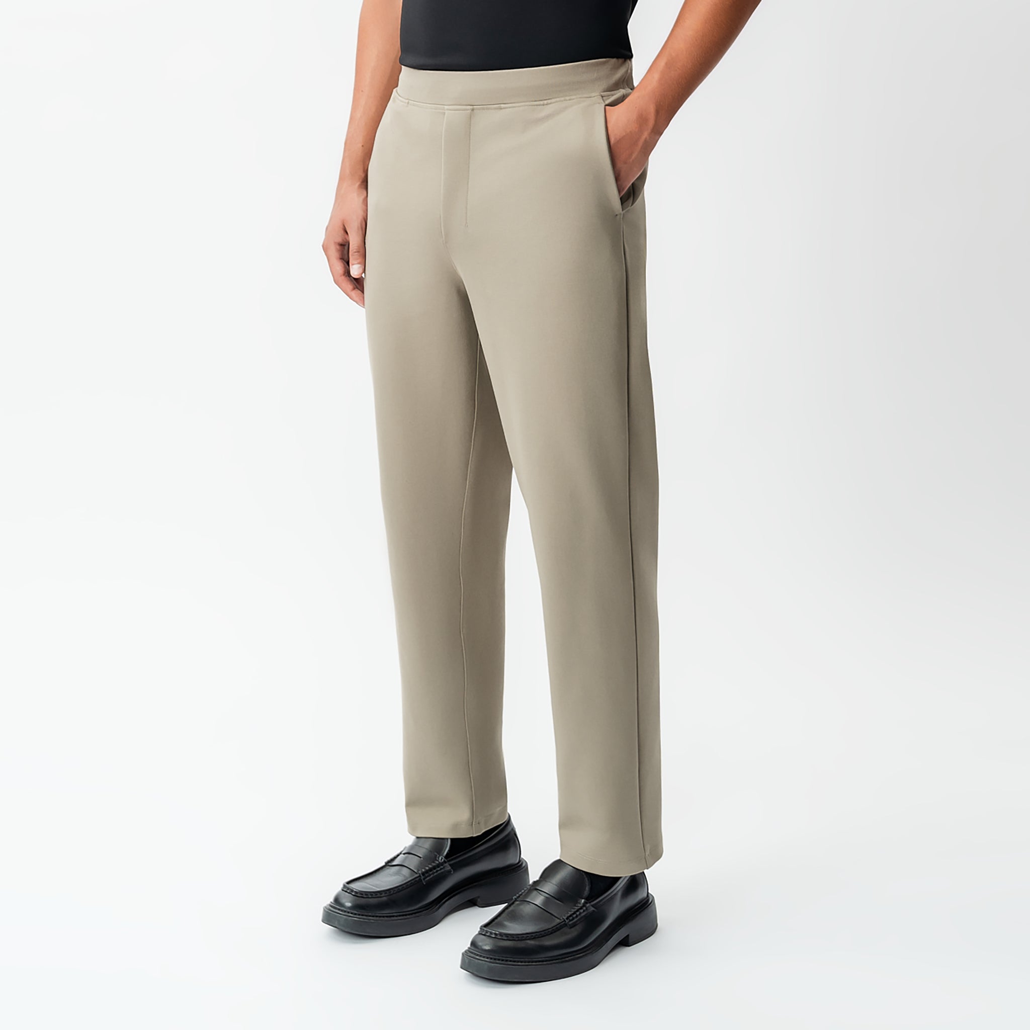 Angled front view of the Socrates Classic straight-leg pant in khaki
