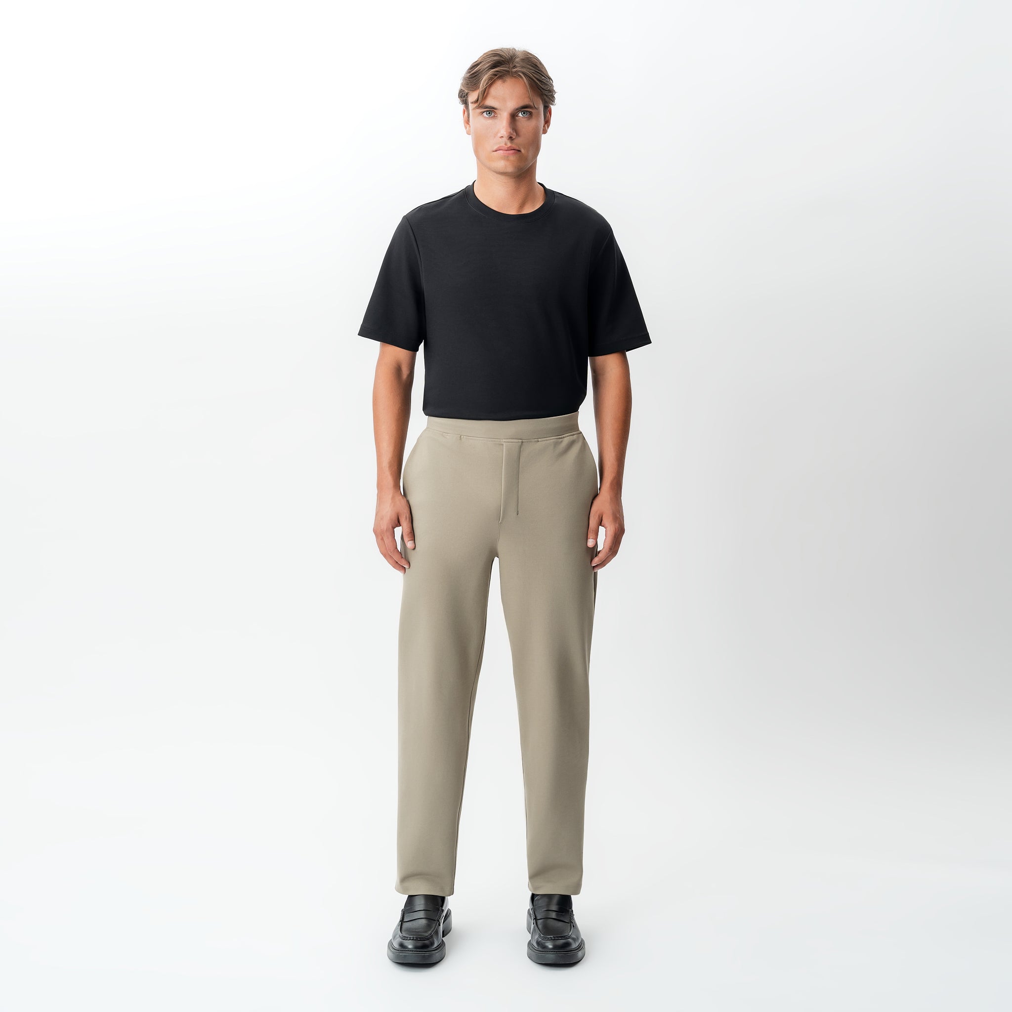 Full-body front view of the Socrates Classic straight-leg pant in khaki
