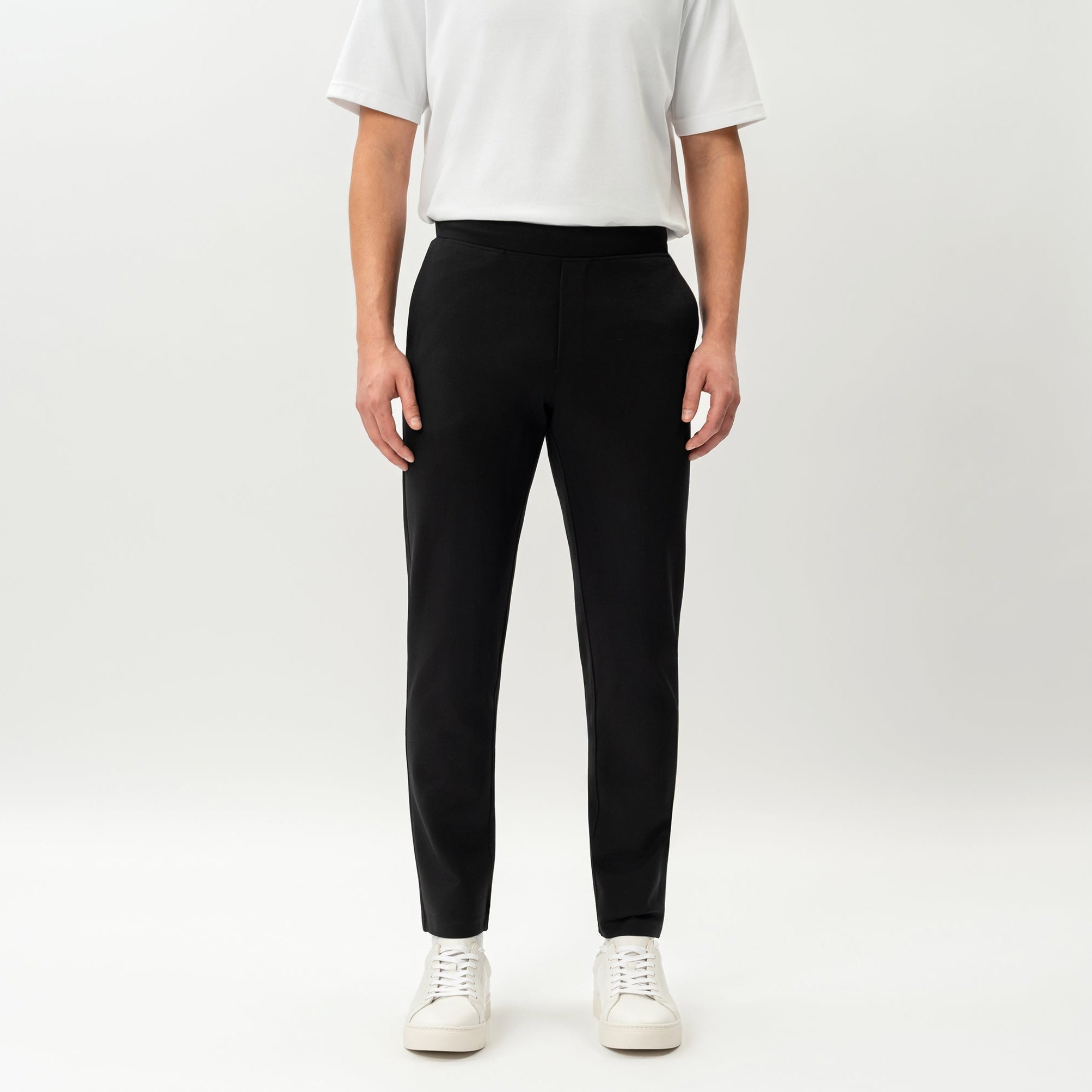 Black Socrates Slim Pant by Nothing’s Something with slim tapered fit and clean waistband
