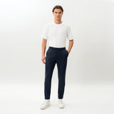 Alternate full-body front view of the Socrates Slim tapered pant in navy
