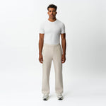Full-body front view of the Socrates wide-leg pant in beige
