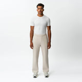 Full-body front view of the Socrates wide-leg pant in beige