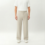 Beige Socrates wide-leg pant by Nothing’s Something with relaxed fit and clean waistband