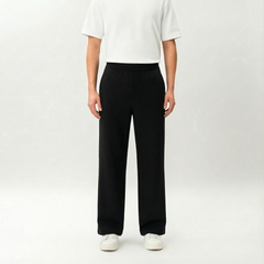 Black Socrates wide-leg pant by Nothing’s Something with relaxed fit and clean waistband