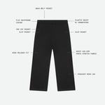 Technical flat view of the Socrates wide-leg pant in black