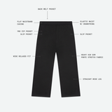 Technical flat view of the Socrates wide-leg pant in black