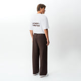 Back view of the Socrates wide-leg pant in brown