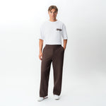 Alternate full-body front view of the Socrates wide-leg pant in brown