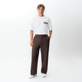 Alternate full-body front view of the Socrates wide-leg pant in brown