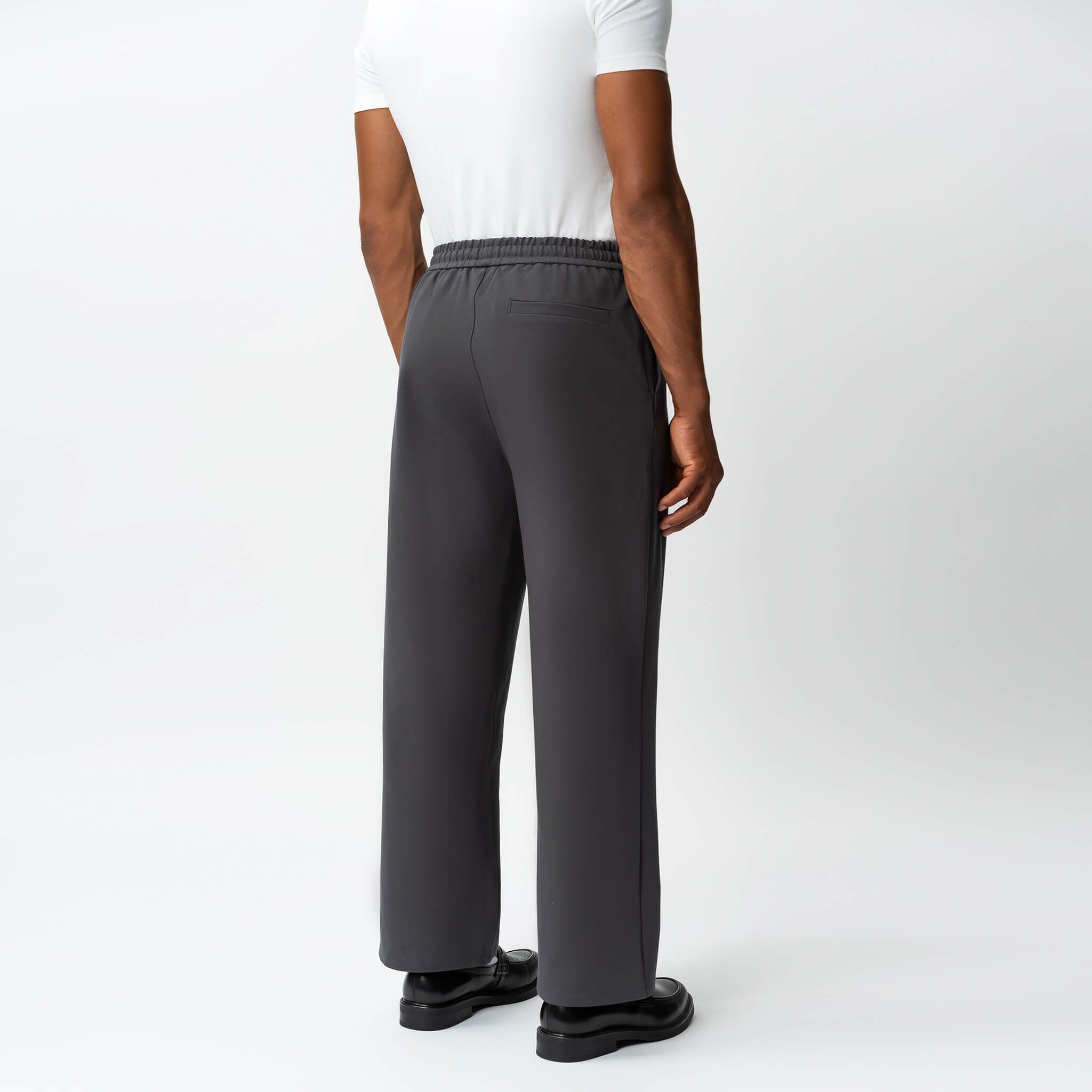 Back view of the Socrates wide-leg pant in grey