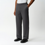 Angled front view of the Socrates wide-leg pant in grey