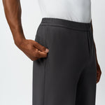 Detail of waistband and pocket construction on the grey Socrates Pant