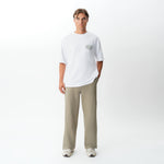 Alternate full-body front view of the Socrates wide-leg pant in khaki