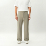 Khaki Socrates wide-leg pant by Nothing’s Something with relaxed fit and clean waistband