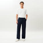 Full-body front view of the Socrates wide-leg pant in navy