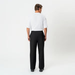 Back view of the black Socrates wide-leg pleated pant