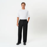 Alternate full-body front view of the black Socrates wide-leg pleated pant