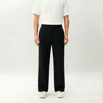 Black Socrates wide-leg pleated pant by Nothing’s Something with pintuck front detail