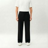 Black Socrates wide-leg pleated pant by Nothing’s Something with pintuck front detail