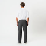 Back view of the grey Socrates wide-leg pleated pant