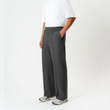Angled front view of the grey Socrates wide-leg pleated pant
